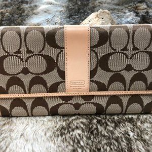 Coach Signature Logo Trifold Wallet
